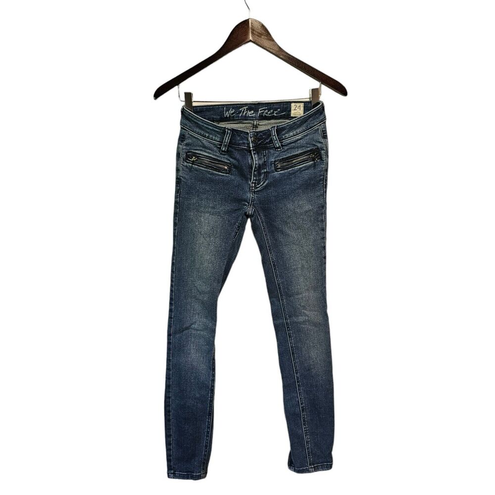 🔥 WE THE FREE Free People Skinny‎ Jeans Zippered Leg Size 24